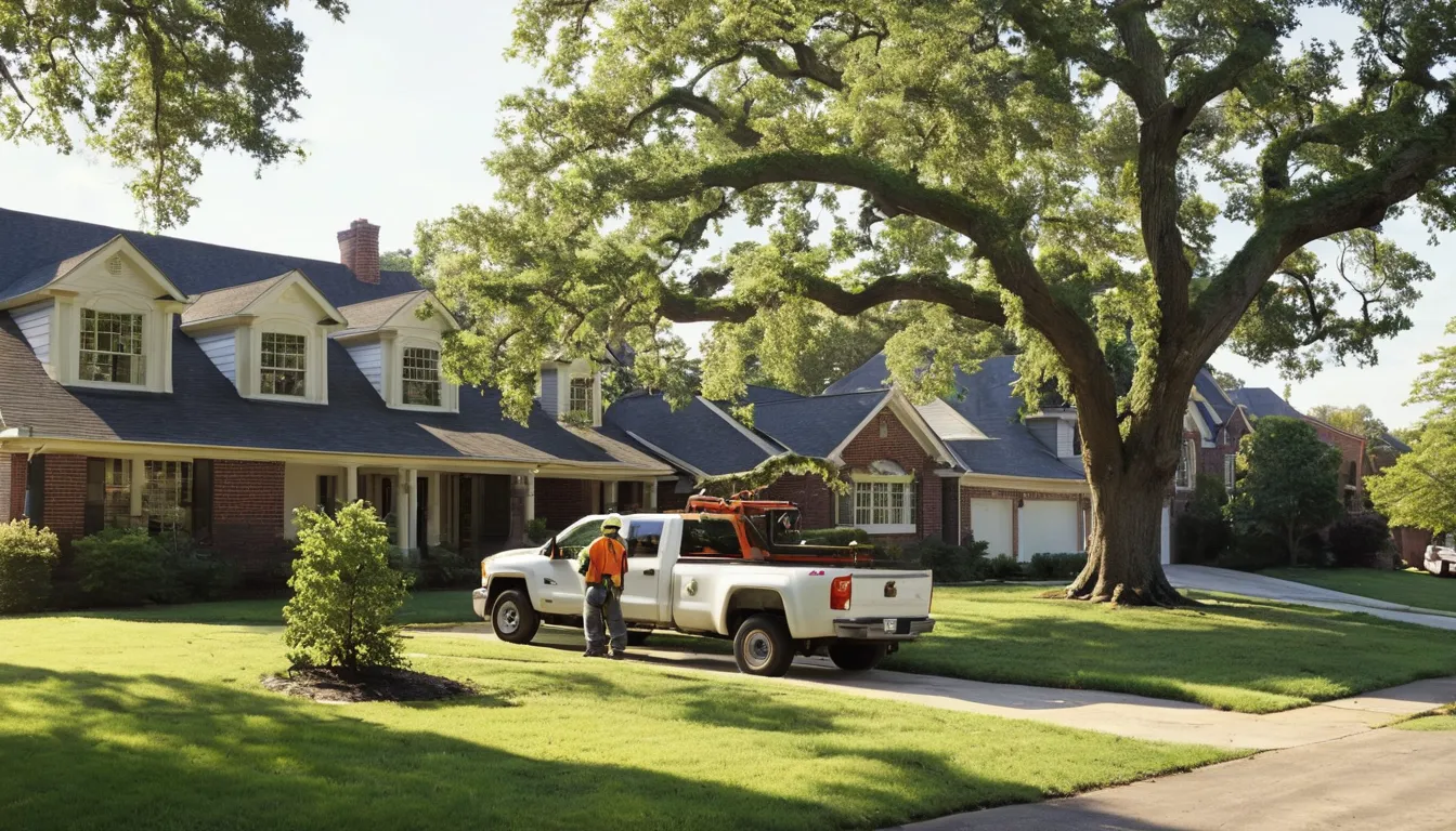 A local provider carefully lowering a large tree limb beside a family home in Milwaukee
